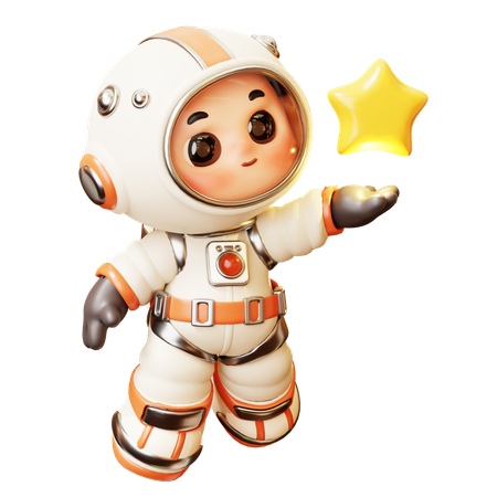 Astronauta com estrela  3D Illustration