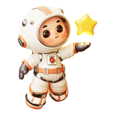 Astronauta com estrela  3D Illustration