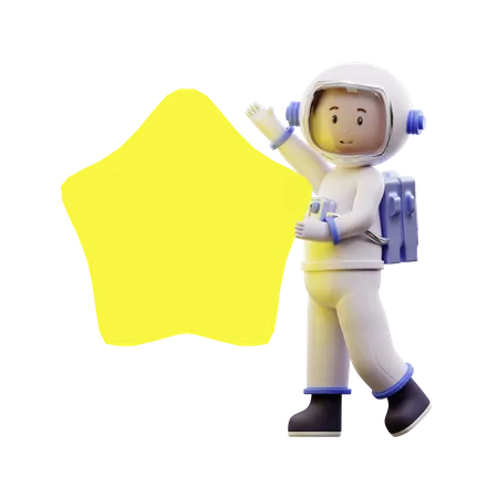 Astronauta com estrelas  3D Illustration