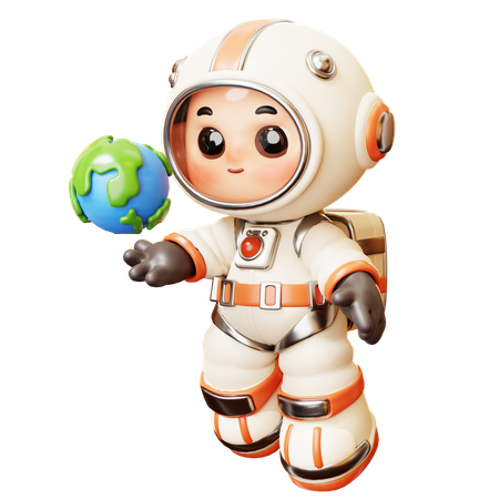 Astronauta com globo terrestre  3D Icon