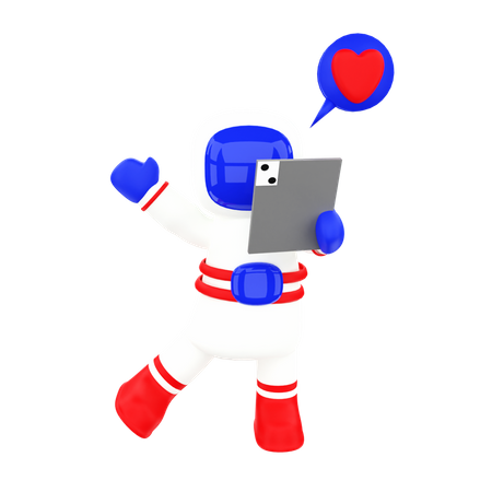 Astronauta com ipad  3D Illustration