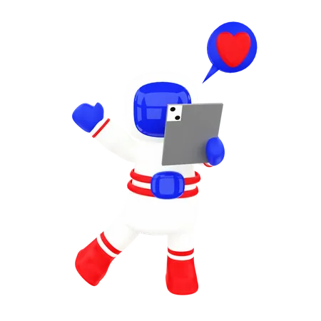 Astronauta com ipad  3D Illustration