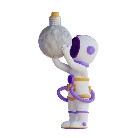 Astronauta com luar  3D Illustration