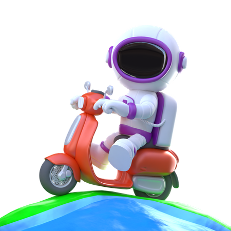Astronauta com scooter  3D Illustration