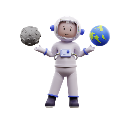 Astronauta com terra  3D Illustration