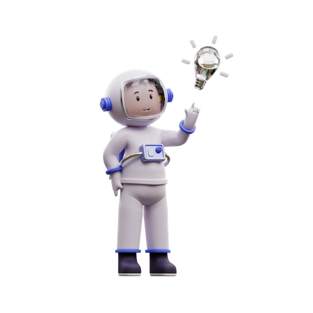 Astronauta com uma ideia brilhante  3D Illustration