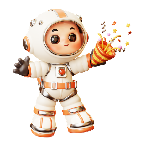Astronauta comemora com confete  3D Icon