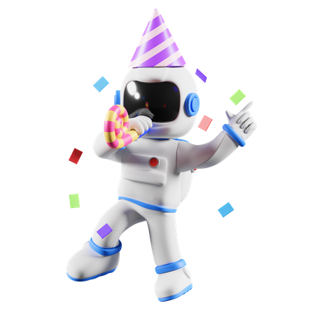 Astronauta comemorando na festa  3D Illustration