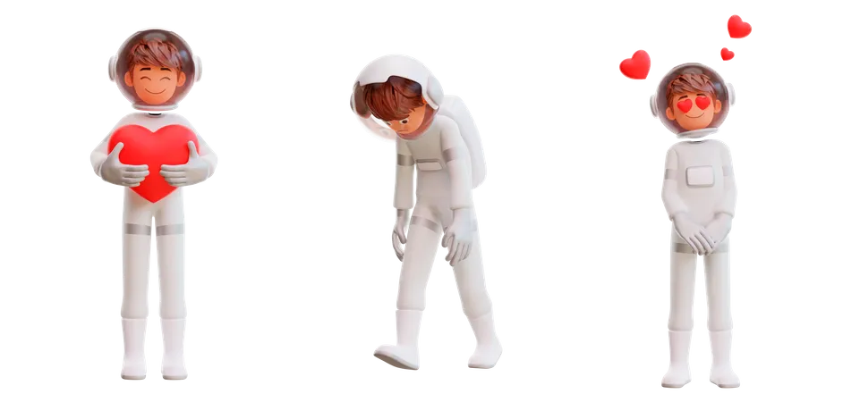 Astronauta con amor  3D Illustration