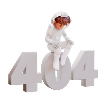 Astronauta con error 404  3D Illustration
