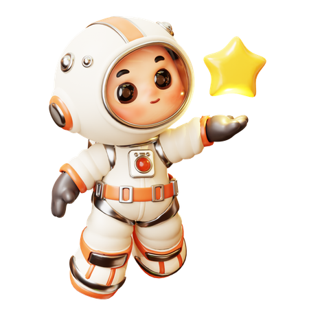 Astronauta con estrella  3D Illustration