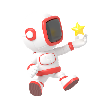 Astronauta con estrella  3D Illustration