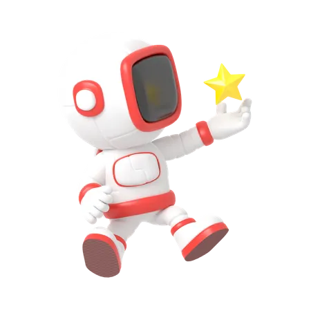 Astronauta con estrella  3D Illustration