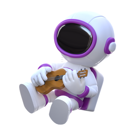 Astronauta con guitarra  3D Illustration