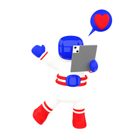 Astronauta con ipad  3D Illustration