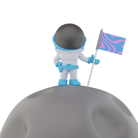 Astronauta con luna  3D Icon