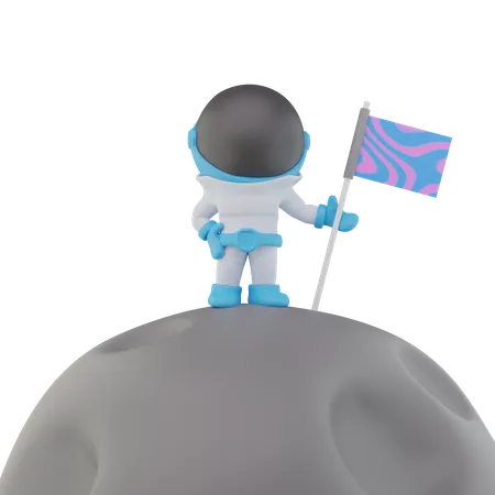 Astronauta con luna  3D Icon