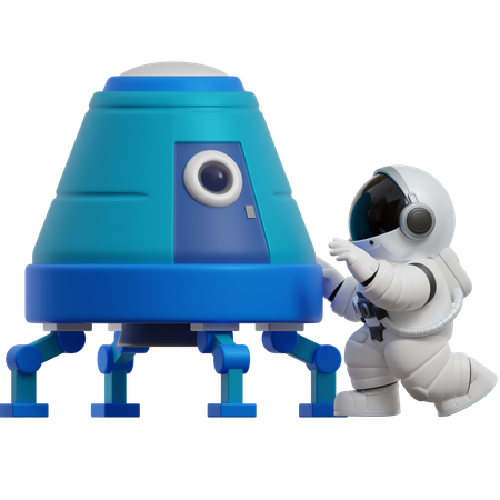 Astronauta con nave espacial  3D Illustration