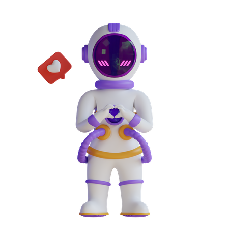 Astronauta con mano de signo de amor  3D Illustration