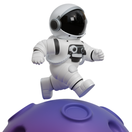 Astronauta correndo na lua  3D Illustration