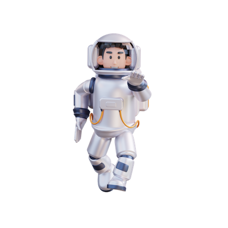 Astronauta corriendo en el espacio exterior  3D Illustration