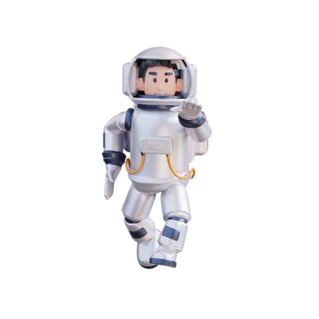 Ilustracion 3 D De Un Astronauta Corriendo En El Espacio Exterior 3D Illustration