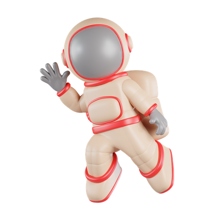 Astronauta cumprimenta com a mão levantada  3D Icon