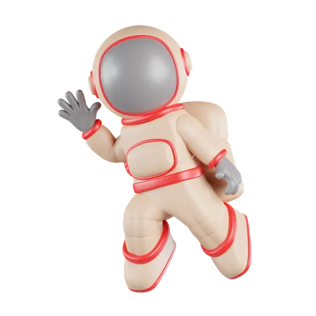 Astronauta cumprimenta com a mão levantada  3D Icon