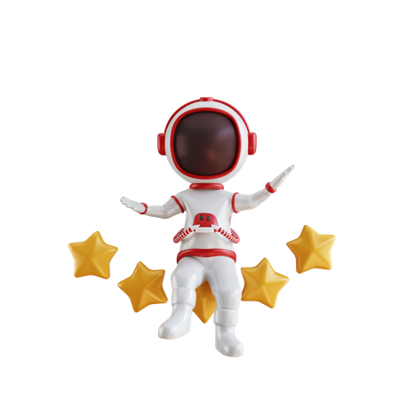 Astronauta dando classificação de cinco estrelas  3D Illustration