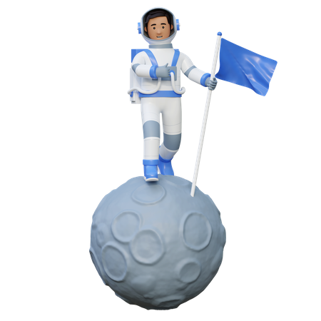 Astronauta de pie en la luna  3D Illustration