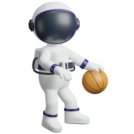 Astronauta regateando baloncesto  3D Icon