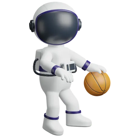 Astronauta regateando baloncesto  3D Icon