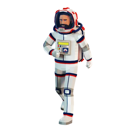Astronauta 3 D Em Traje Espacial Andando Ilustracao Isolada Em Estilo Low Poly Astronauta De Desenho Animado As Texturas Estao Incluidas Em Arquivos PNG 3D Illustration