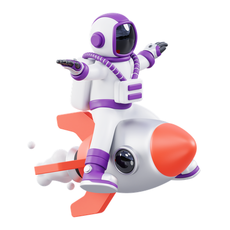 Astronauta em um foguete  3D Icon