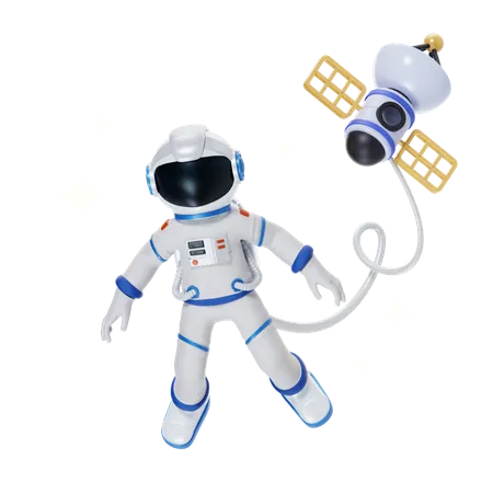 Astronauta en el espacio  3D Illustration