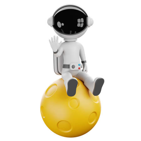 Astronauta en la luna  3D Illustration