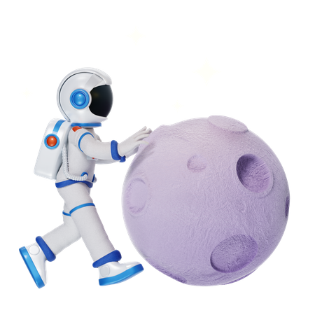 Astronauta en la luna  3D Illustration