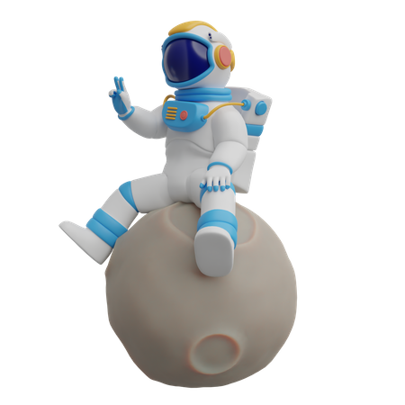 Astronauta en la luna  3D Illustration