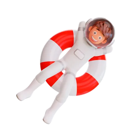 Astronauta en flotador  3D Illustration