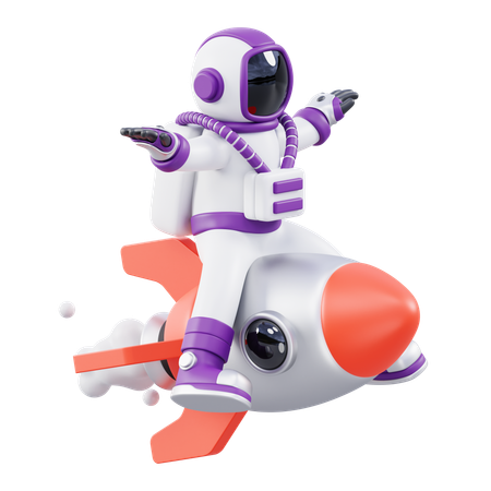 Astronauta en un cohete  3D Icon