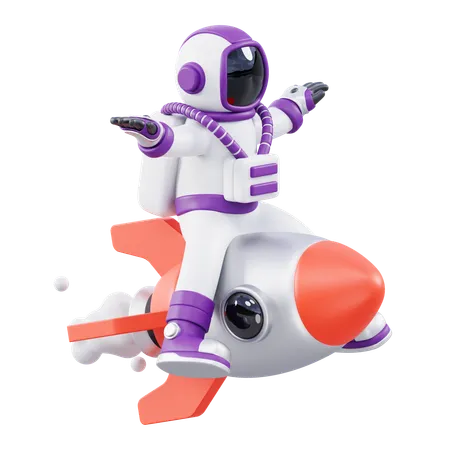 Astronauta en un cohete  3D Icon