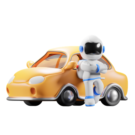 Astronauta esperando perto do carro  3D Icon