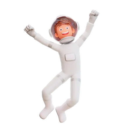 Salto feliz do astronauta  3D Illustration