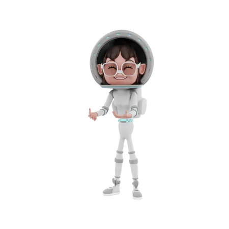 Astronauta feminina no espaço  3D Illustration