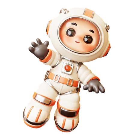Astronauta flutuando com gesto de saudação  3D Icon