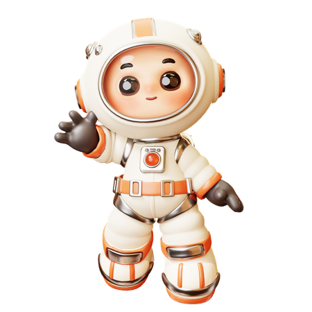 Astronauta flutuando com gesto de saudação  3D Icon
