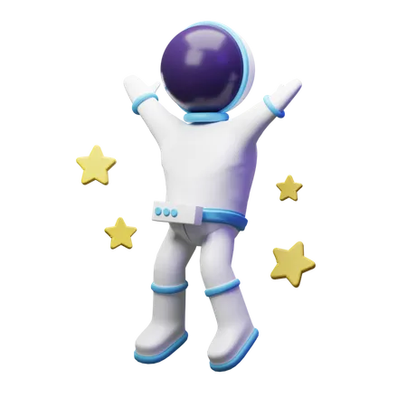 Astronauta fofo com estrela  3D Illustration