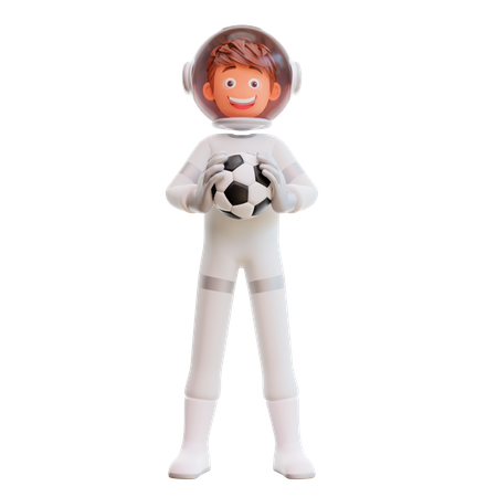 Astronauta fofo jogando futebol  3D Icon