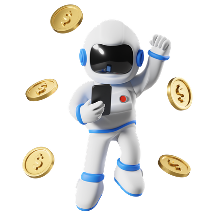 Astronauta obtendo lucro com investimento  3D Illustration