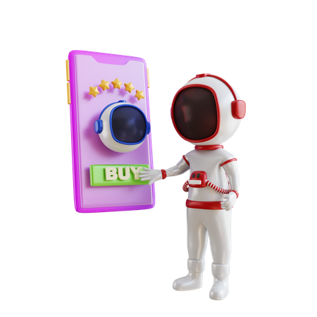 Astronauta haciendo compras online  3D Illustration